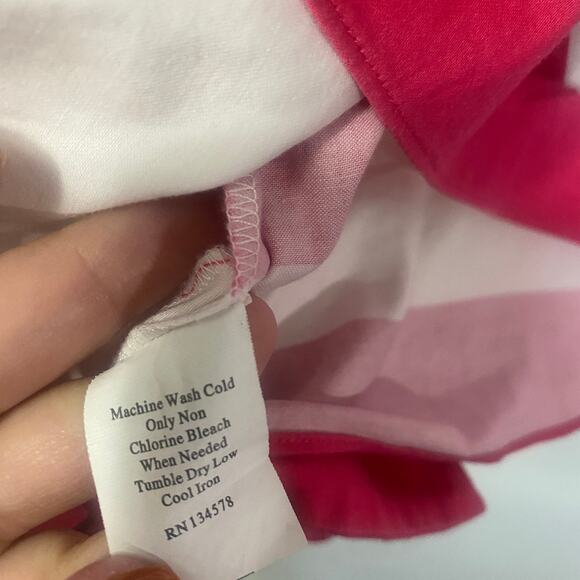 Vineyard Vines White Pink Block Stripe Sleeveless Top Side Tie Sz 14 - Picture 5 of 6